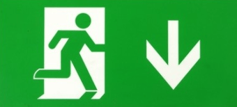 picture of Firechief Down Arrow Emergency Exit Hanging Sign Legend For Use With FEH04 LED - [HS-FEHL-D]