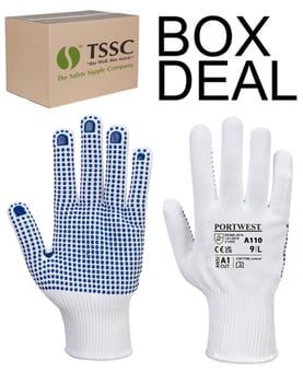 picture of Portwest A110 White Polka Dot Gloves - Box Deal 216 Pairs - [IH-PWA110WBR]