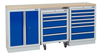 picture of BiGDUG 2041mm Wide Workbench - 1x Roll Cabinet - 7 Drawer Cabinet - Multiplex Worktop - [BDU-TGC1R5GBM] - (LP)