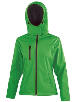 Picture of Result Core Women's Vivid Green/Black TX Performance Hooded Softshell Jacket - BT-R230F-VGRN/BLK