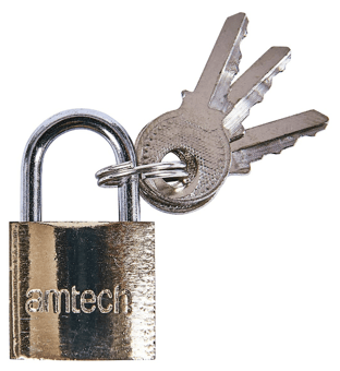 picture of Amtech 20mm Brass Padlock with 3 Keys - [DK-XXSEL20]