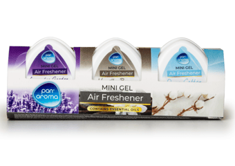 picture of Pan Aroma Mini Gel Air Freshener 3pk - Lavender, Vanilla Bean, Cotton - [ON5-PAN1055A]