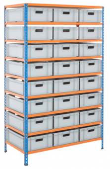 picture of BiGDUG BiG340 Shelving - 1980h x 1220w x 610d mm - 24x 30L Euro Containers - [BDU-UZK612624]