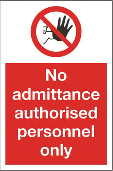 Picture of No Admittance - Authorised Only Sign - 200 x 300Hmm - Rigid Plastic [AS-PR48-RP]