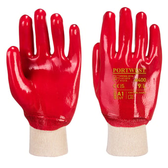 Picture of Portwest A400 PVC Knitwrist Red Gloves - Box Deal 144 Pairs - IH-PWA400RER
