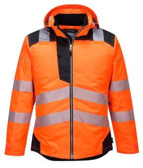 picture of Portwest - Orange/Black PW3 Hi-Vis Winter Jacket - PW-T400OBR