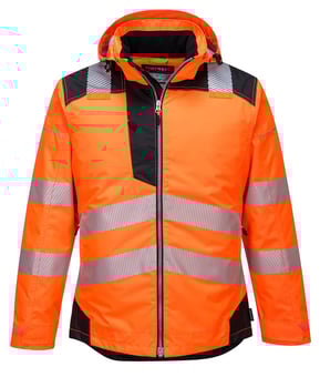 Picture of Portwest - Orange/Black PW3 Hi-Vis Winter Jacket - PW-T400OBR