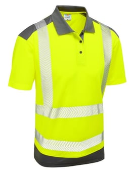 picture of Peppercombe - Yellow/Grey Hi Vis Coolviz Plus Polo Shirt - LE-P14-Y/GY