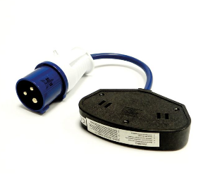 picture of Fly Lead - 16 amp 240v Plug to 2 x 13 amp Sockets - 1.5mm 3 Core Blue Cable - [HC-FL162G]