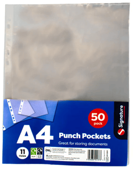 picture of Signature A4 Punched Pockets - 50 Pack - [OTL-324239] - (MP)