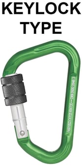 picture of Kratos Green Aluminium Screw-locking Karabiner With 18.5mm Gate Opening - [KR-FA5010522B]