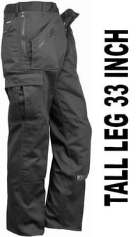 picture of Portwest Superior Black Comfort Action Trousers - Tall Leg 33 Inch - 245g- PW-S887BKT