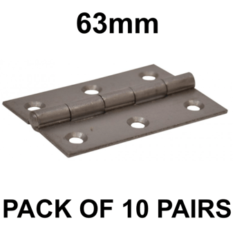 picture of SC 1838 Pattern Steel Butt Hinge - 63mm - Pack of 10 Pairs - [CI-CH04L]