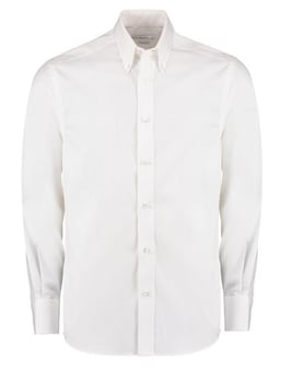 picture of Kustom Kit Men's White Tailored Fit Long Sleeve Premium Oxford Shirt - BT-KK188-WHT