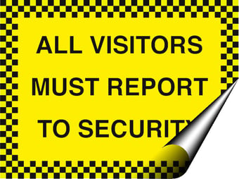 picture of All Visitors Must Report to Security Sign - 400 x 300Hmm - Self Adhesive Vinyl - [AS-SEC1-SAV]