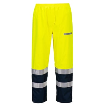 picture of Portwest FR410 - Bizflame Rain+ Hi-Vis Light Arc Trousers - Yellow/Navy - PW-FR410YNR
