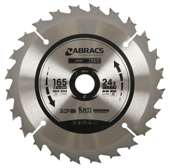 picture of Abracs TCT Blade 165mm x 1.5mm x 20mm - 24T Wood Rip Cut Type - [ABR-TCT16524]