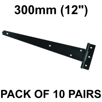 picture of Light Black Japanned Tee Hinge - 300mm (12") - Pack of 10 Pairs - [CI-CH104L]