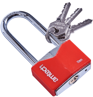 picture of Amtech 50mm Long Shackle Rhombic Chrome Plated Iron Padlock - [DK-T0708]