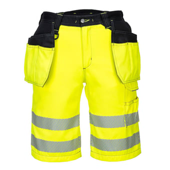 picture of Portwest - PW343 - PW3 Hi-Vis Holster Shorts - Yellow/Black - PW-PW343YBR