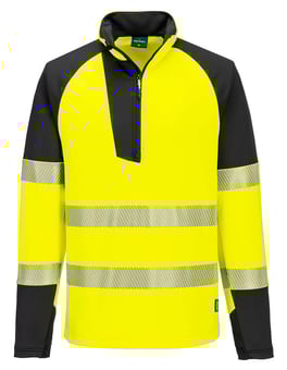 picture of Portwest T172 - PW3 Hi-Vis 1/4 Zip Sweatshirt - Yellow/Black - PW-T172YBR