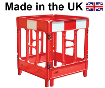 picture of JSP - Red 4 Gated Workgate System - Red Panels with Reflective Top - JS-KBC023-000-600