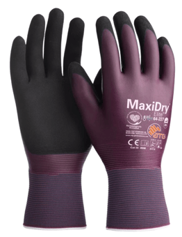 picture of MaxiDry Elite 64-227 Fully Coated Knitwrist Gloves - Purple/Black - Pair - ATG-64-227