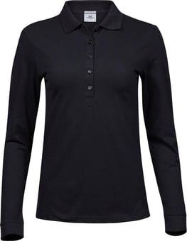 Picture of Ladies' Luxury Stretch Long Sleeve Polo - Black - 215g - BT-TJ146-BLK