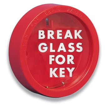 picture of Durable ABS Plastic Break Glass Key Box - Dimensions Dia. 120mm x 33mmD - [HS-KB1]
