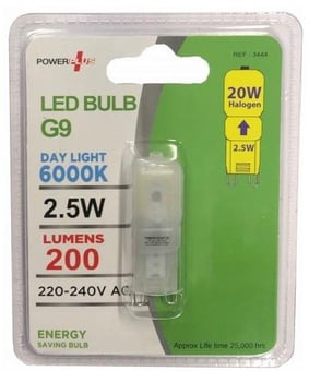 Picture of Power Plus - 2.5W - Energy Saving G9 LED Bulb - 200 Lumens - 6000k Day Light - Pack of 12 - [PU-3444]