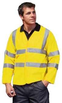 Picture of Flame Retardant Yellow Hi Vis 2 Band & Brace Jerkin - Class 3 EN533 INDEX 1 & EN471 - YO-HVJ200FR