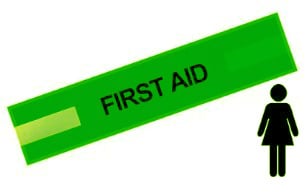 Picture of Lime Green - Ladies Pre Printed Arm band - First Aid - 10cm x 45cm - Single - [IH-ARMBAND-G-FA-B-S]