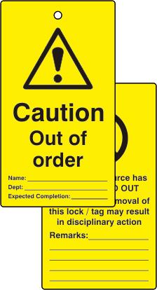 picture of Spectrum Lockout tags - Caution Out of order - (Double sided 10 pack) - SCXO-CI-LOK084