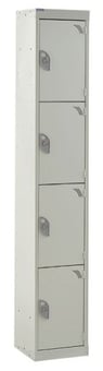 picture of QMP Tool Charging Locker - Solid Door - Standard Plug - 4 Compartment - Light Grey - 1800H x 450W x 450D mm - [QM-BL1845454LSX]
