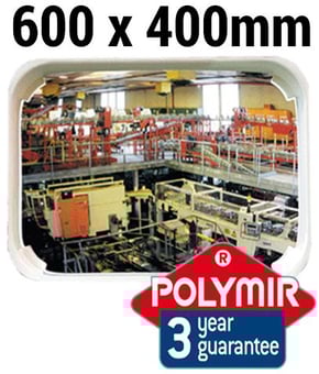 picture of MULTI-PURPOSE MIRROR - Polymir - 600 x 400mm - White Frame - To View 2 Directions - 3 Year Guarantee - [VL-524]