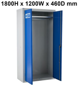 picture of QMP PPE Clothing Cupboard - 1 Shelf & Hanging Rail - 1800H x 1200W x 460D mm - [QM-CR1812461BXX]