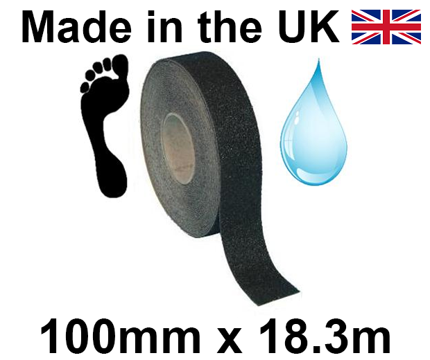 Black Water Resilient Anti-Slip Self Adhesive Tape - 100mm x 18.3m Roll - [HE-H3408-N-(100)]