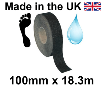 picture of Black Water Resilient Anti-Slip Self Adhesive Tape - 100mm x 18.3m Roll - [HE-H3408-N-(100)] 