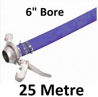 picture of 25 Metre 6" Bore - Blue PVC Layflat Hose Assemblies - 32kg - [HP-LFA6-25M]