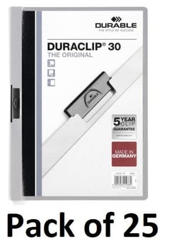 picture of Durable Duraclip 30 Clip Folder - A4 - Grey - Pack of 25 - [DL-220010]