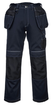 picture of Portwest - PW3 Holster Work Trousers - Navy Blue/Black - Regular Leg - PW-T602NBR