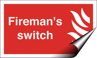 picture of Fireman's Switch Sign - 250 X 150Hmm - Self Adhesive Vinyl - [AS-FI27-SAV]