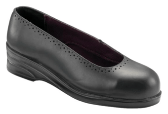 picture of S1 - SRA - Executive Ladies Brogue Style Court Shoe - Black - Standard Fit - Pair - [PS-340] - (DISC-W)