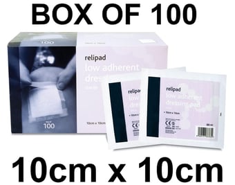 picture of Relipad - Low-adherent Dressing Pads - Sterile - 10cm x 10cm - Box of 100 - [RL-383-100]