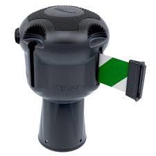 Skipper Main Unit - Silver with Green White Tape - Retractable Barrier Tape Holder - with 9m Tape - [SK-001SI-GW] - (LP)