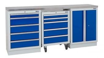 picture of BiGDUG 2041mm Wide Workbench - 1x Roll Cabinet - 5 Drawer Cabinet - 2 Door Cupboard - Stainless - [BDU-TGC4R1GBS] - (LP)
