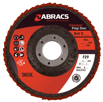 Picture of Abracs Ceramic Flap Disc 115mm x 22mm - 80g - 13,300 Max RPM - Box of 25 - [ABR-ABFC115B080]