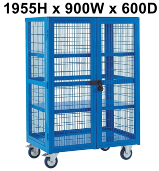 picture of QMP Boxwell Trolley With Doors - Dark Blue - Steel - 1955H x 900W x 600D - [QM-XD199060MBXX] - (LP)