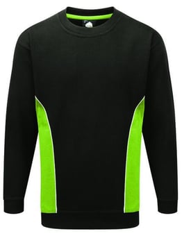 picture of Silverstone Polycotton Sweatshirt - 320gm - Black/Lime - ON-1290-15-BL