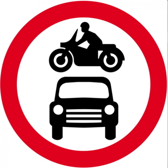 picture of Spectrum 600mm Dia. Dibond ‘Motor Vehicles Prohibited’ Road Sign - With Channel – [SCXO-CI-14712]